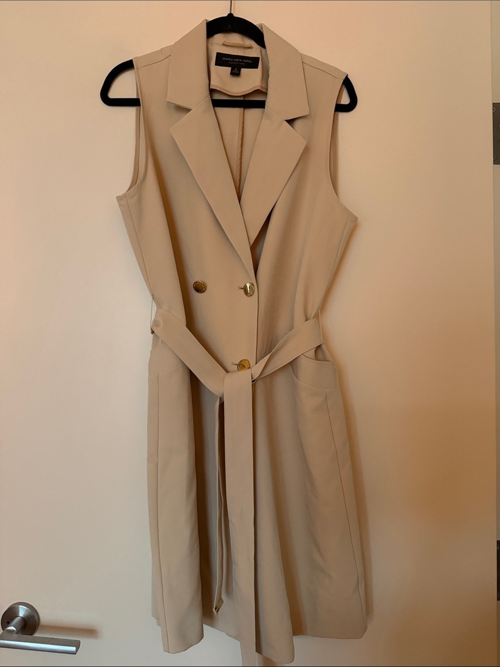 Marc New York Beige Trench-Style Sleeveless Dress